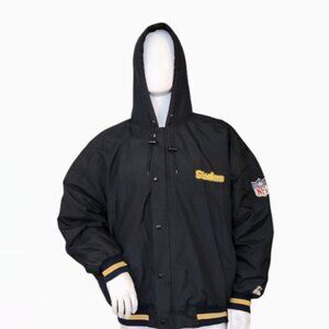 Vtg Pittsburgh Steelers Starter Puffer Coat NFL Football Hooded Jacket